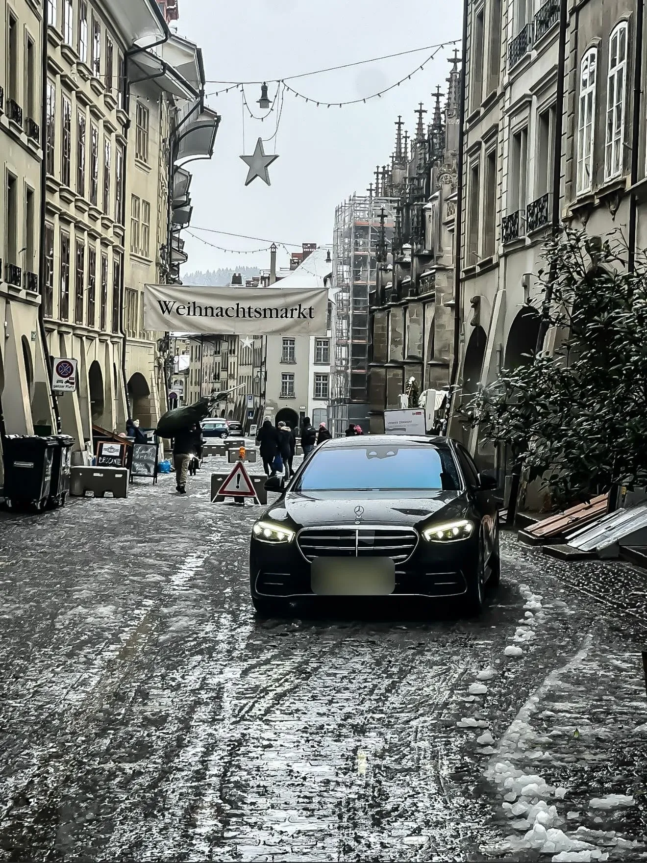 Mercedes S-Class in the old town of Bern